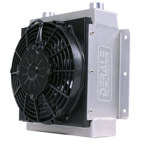 Derale Aluminum Tank 10 ORB Fluid Cooler with 625 CFM Fan (13" x 12" x 9")