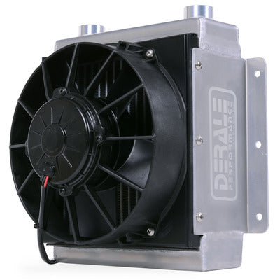 Derale Aluminum Tank 10 ORB Fluid Cooler with 755 CFM Fan (13" x 12" x 9")