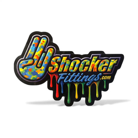 Shocker Camo Drip Sticker  6" x 4"
